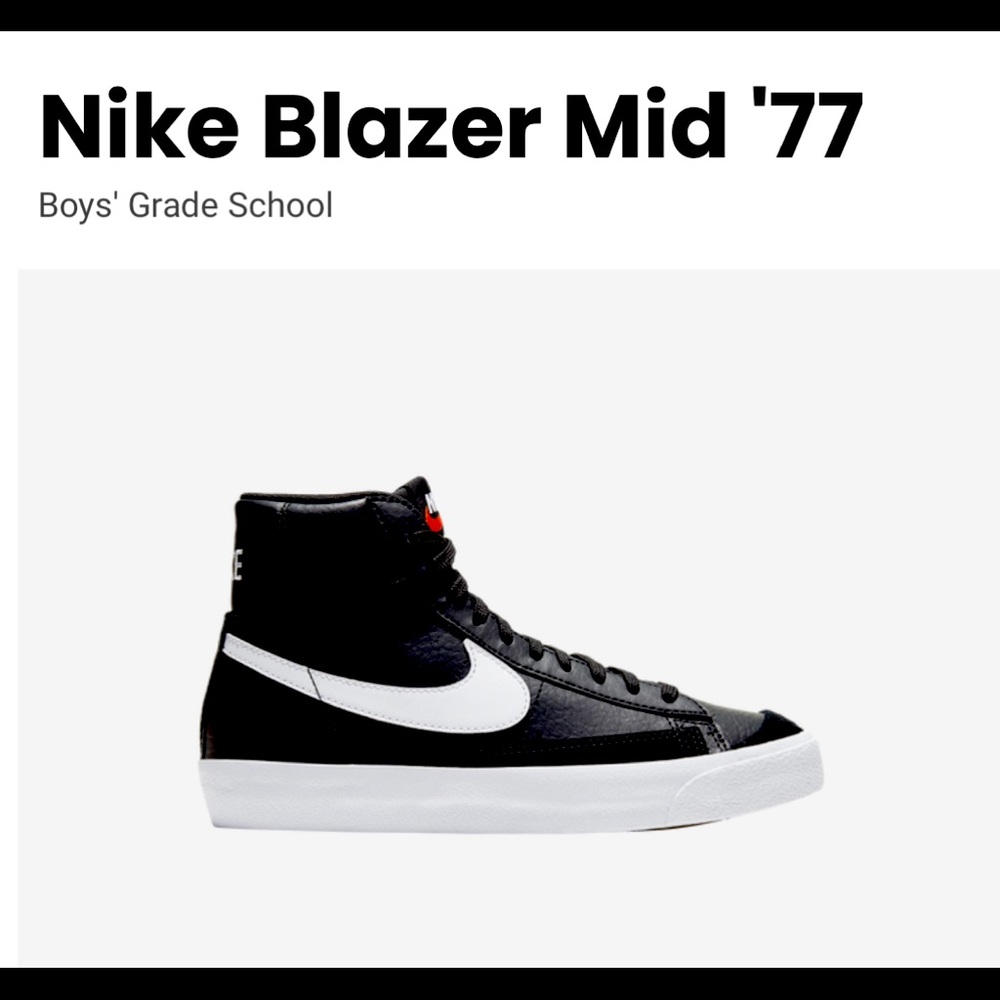 Classic Nike Youth High Top ‘77 Black and White